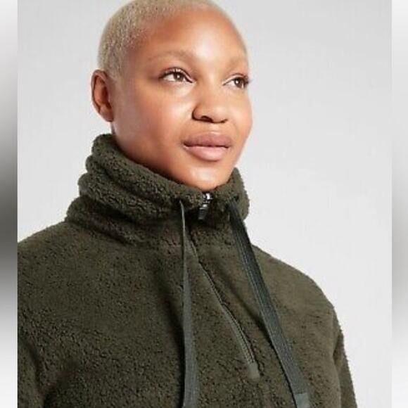 Athleta Talus Sherpa Half Zip in Olive Green - size XS - Picture 3 of 11